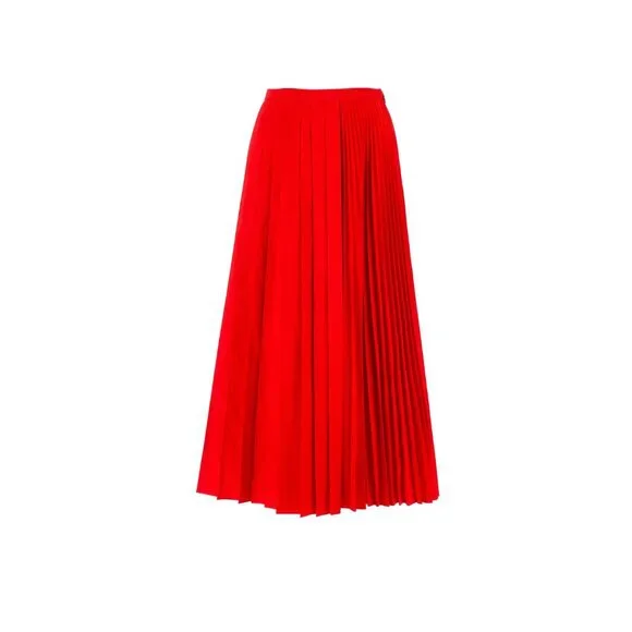 Auc NWOT $2500 Valentino Pleated Midi Skirt in True Red - Picture 10 of 16